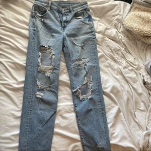 Distressed AE high waist mom jeans